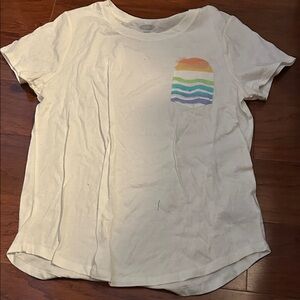 Old Navy Cream Tee with Multicolor Pocket